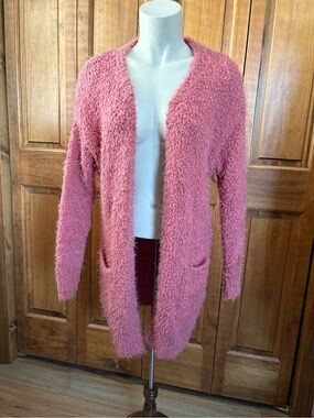Love Tree Soft Rose Fuzzy Open-Front Cardigan Sweater Medium